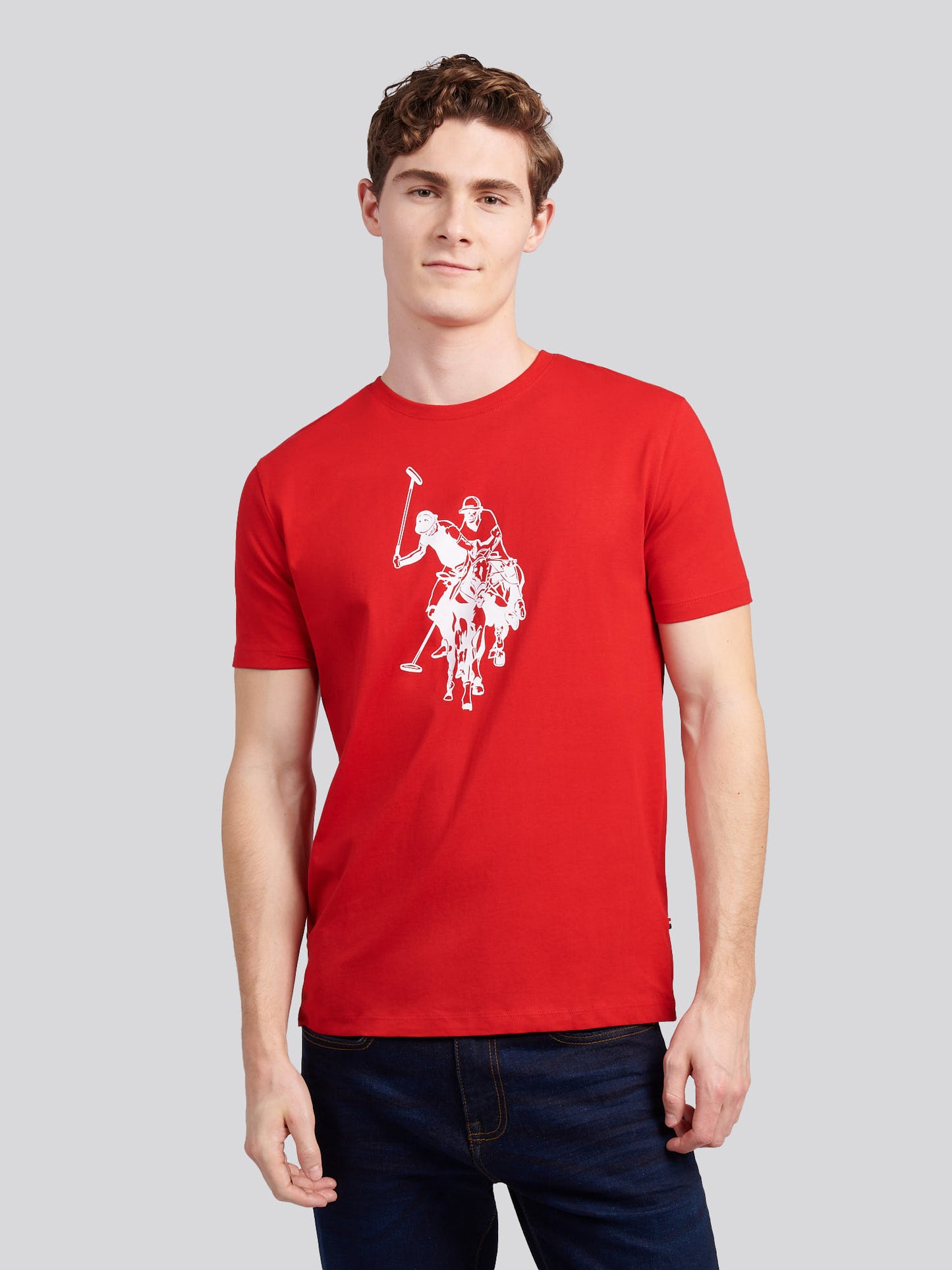 Mens Double Horsemen Graphic T-Shirt in Haute Red