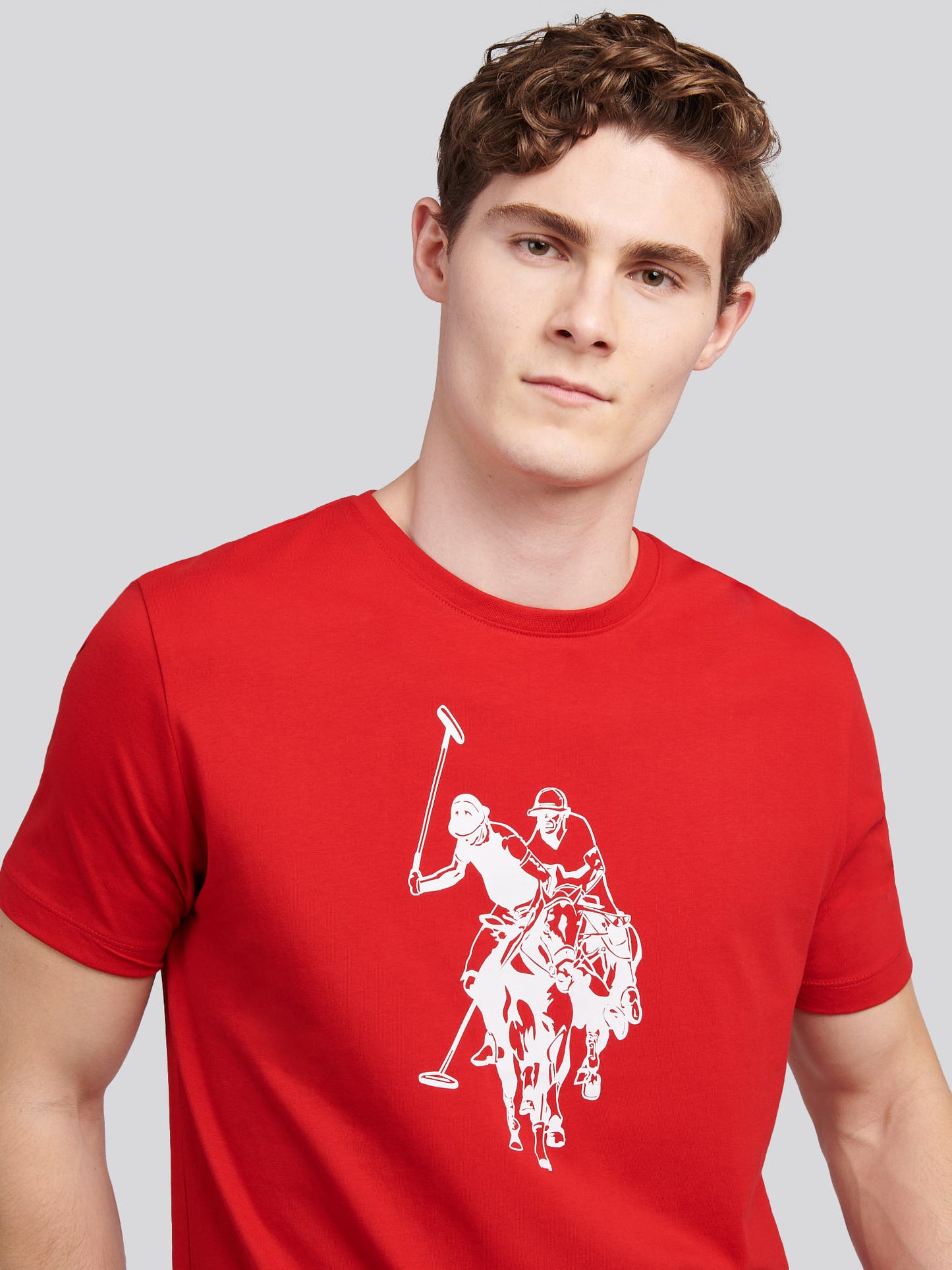 Mens Double Horsemen Graphic T-Shirt in Haute Red