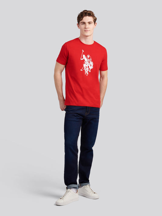 Mens Double Horsemen Graphic T-Shirt in Haute Red