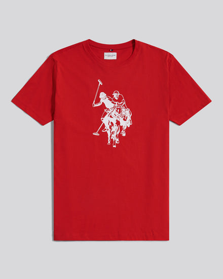 Mens Double Horsemen Graphic T-Shirt in Haute Red