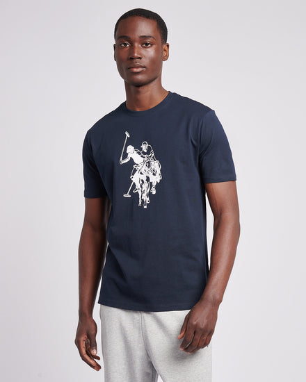 Mens Double Horsemen Graphic T-Shirt in Dark Sapphire Navy