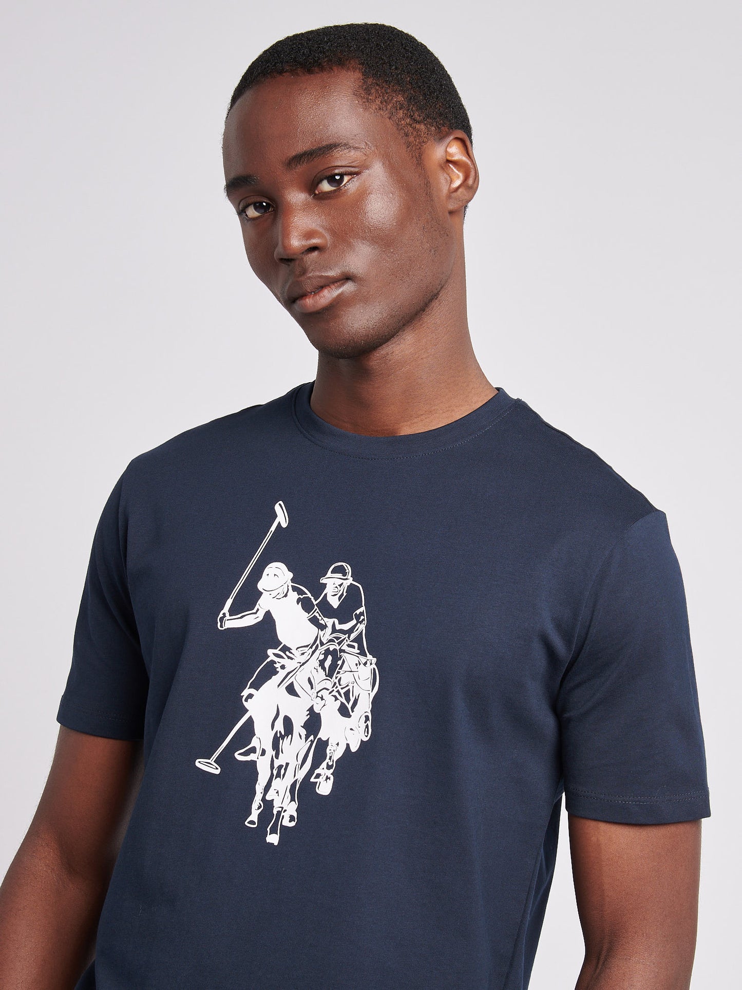 Mens Double Horsemen Graphic T-Shirt in Dark Sapphire Navy