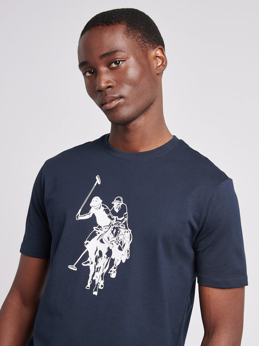 Mens Double Horsemen Graphic T-Shirt in Dark Sapphire Navy