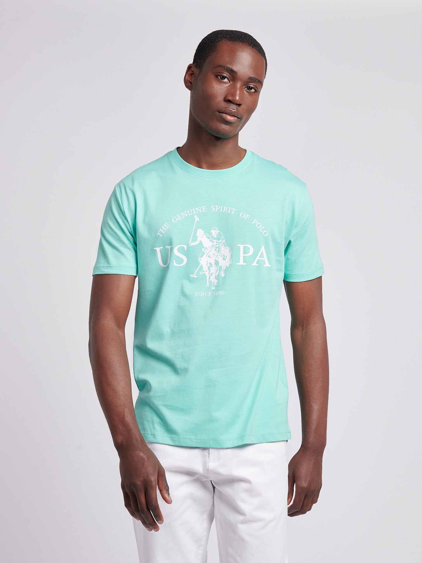 Mens USPA Print Graphic T-Shirt in Pool Blue