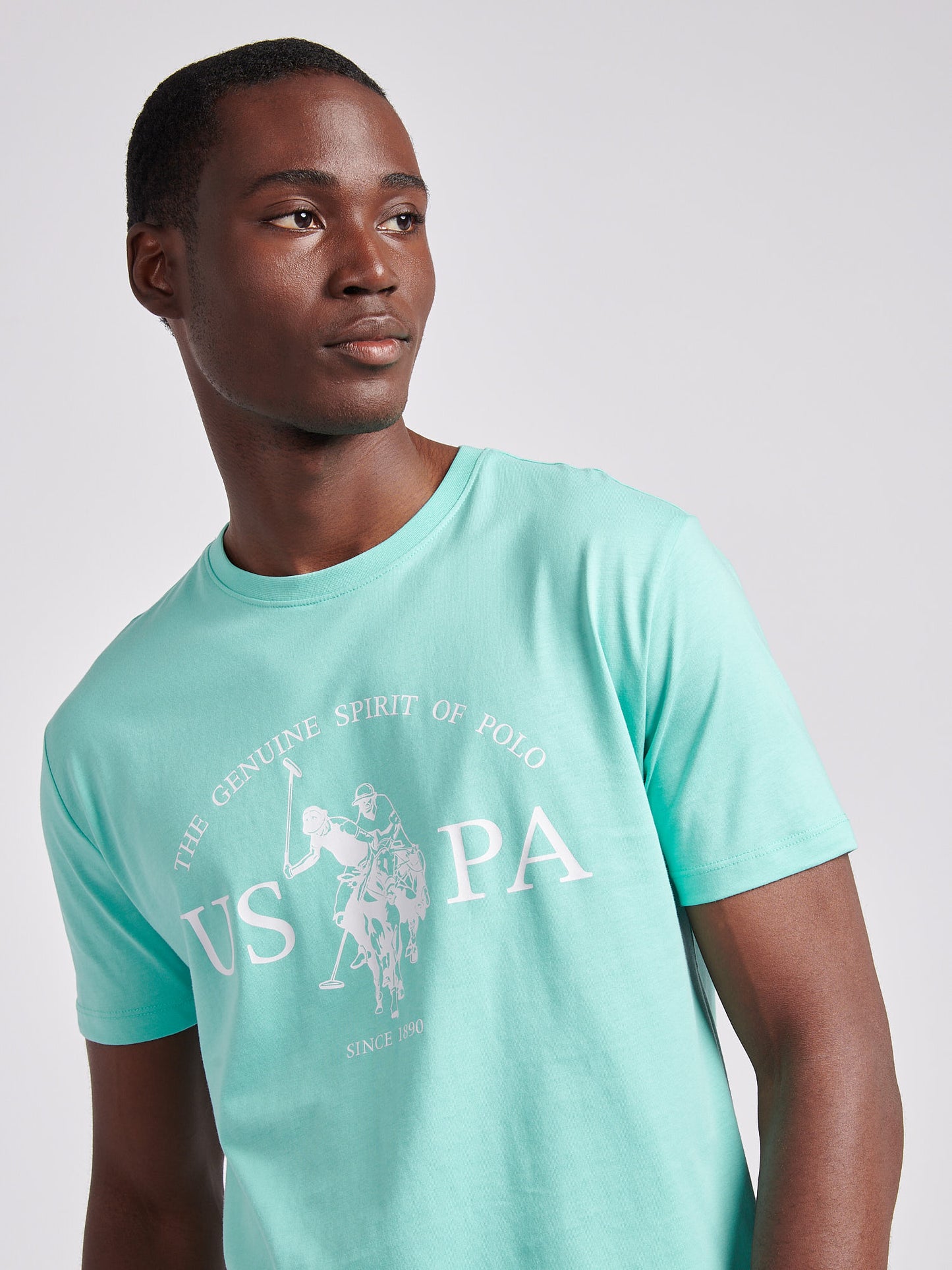 Mens USPA Print Graphic T-Shirt in Pool Blue