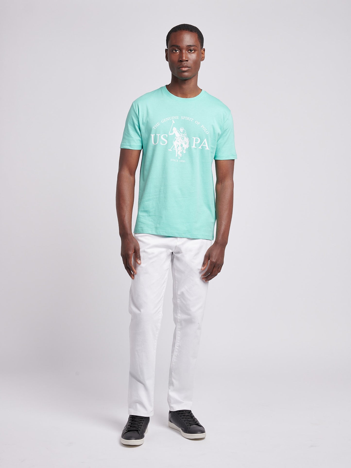 Mens USPA Print Graphic T-Shirt in Pool Blue