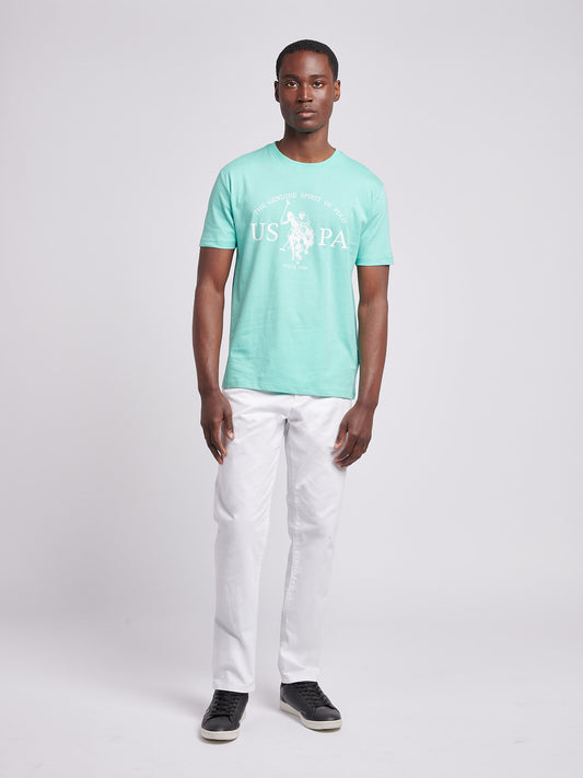 Mens USPA Print Graphic T-Shirt in Pool Blue