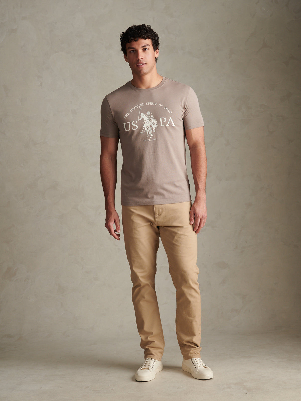 Mens USPA Print Graphic T-Shirt Cinder