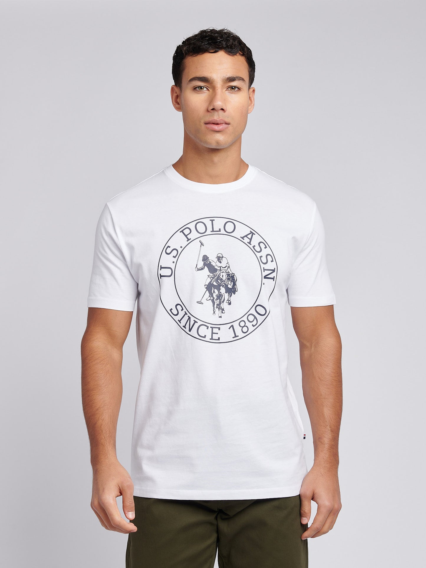 Mens Circle Print T-Shirt in Bright White