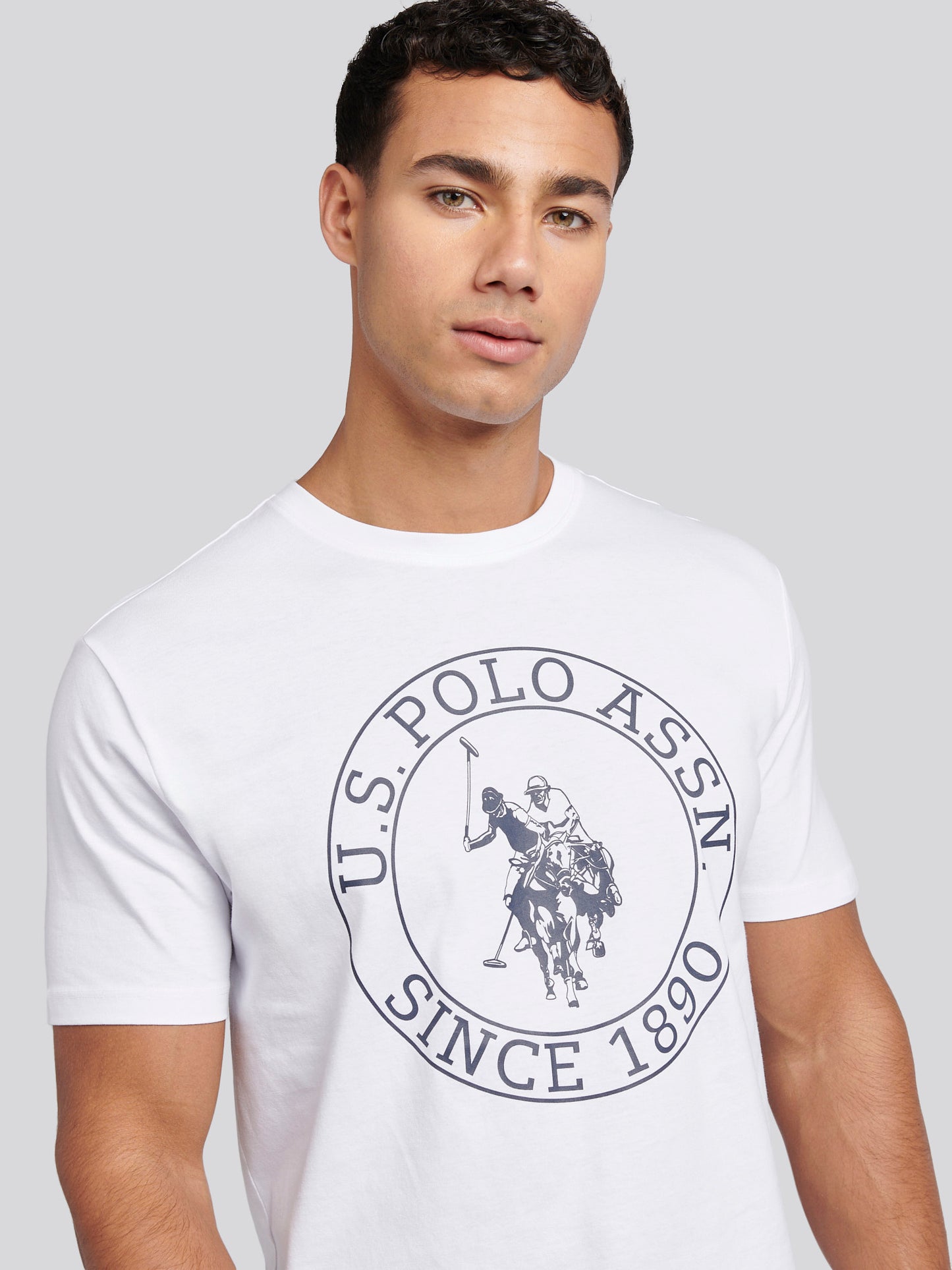 Mens Circle Print T-Shirt in Bright White