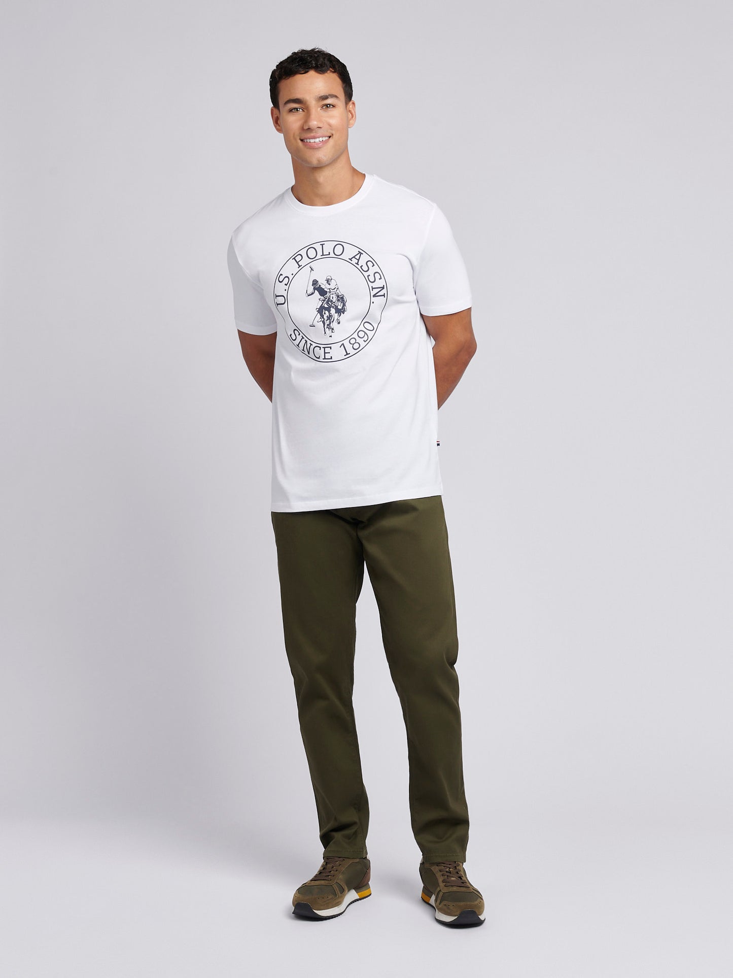 Mens Circle Print T-Shirt in Bright White