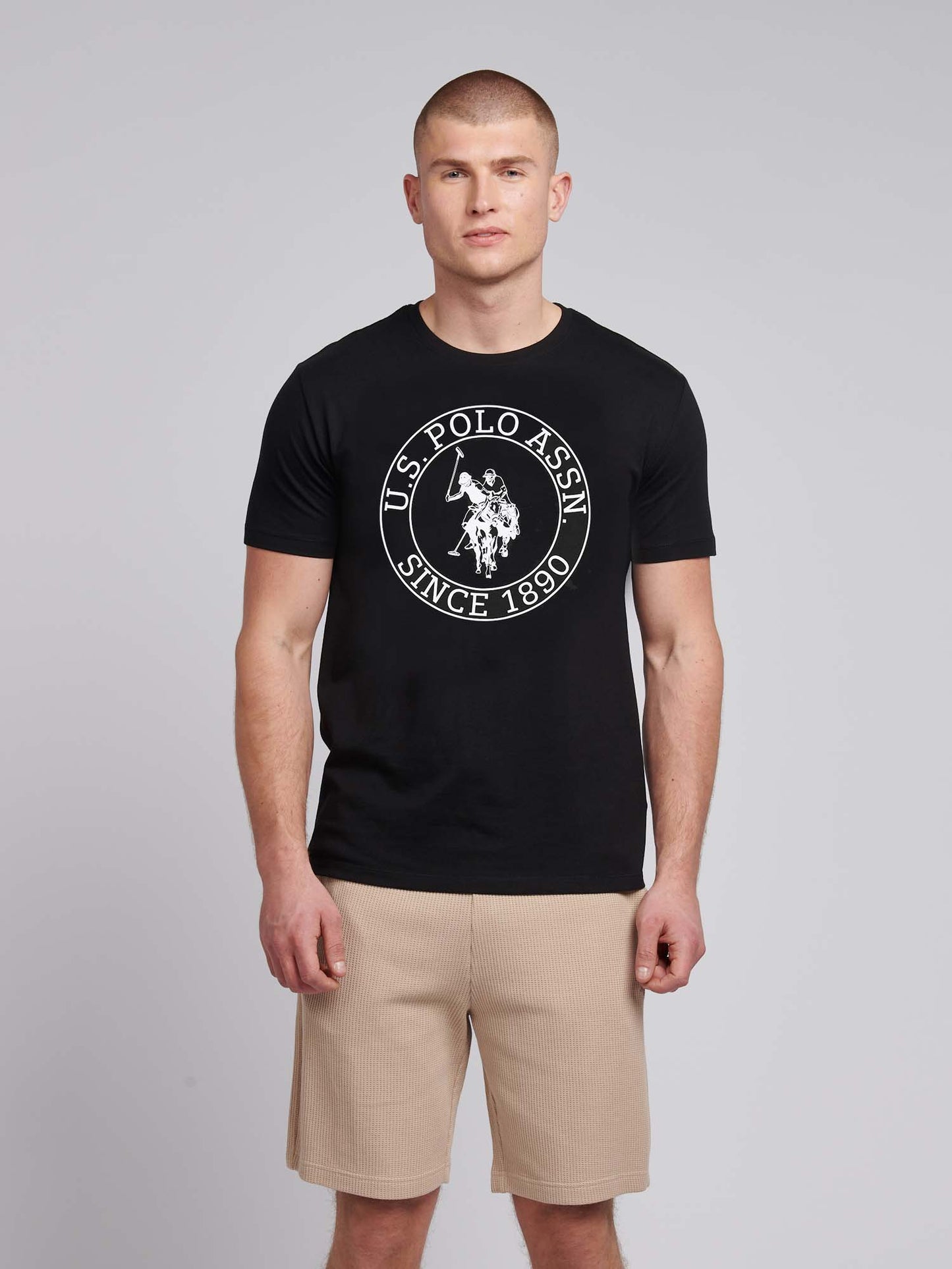 Mens Circle Print T-Shirt in Black