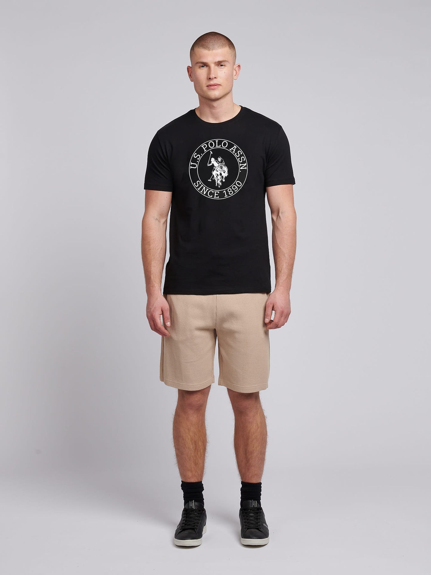 Mens Circle Print T-Shirt in Black