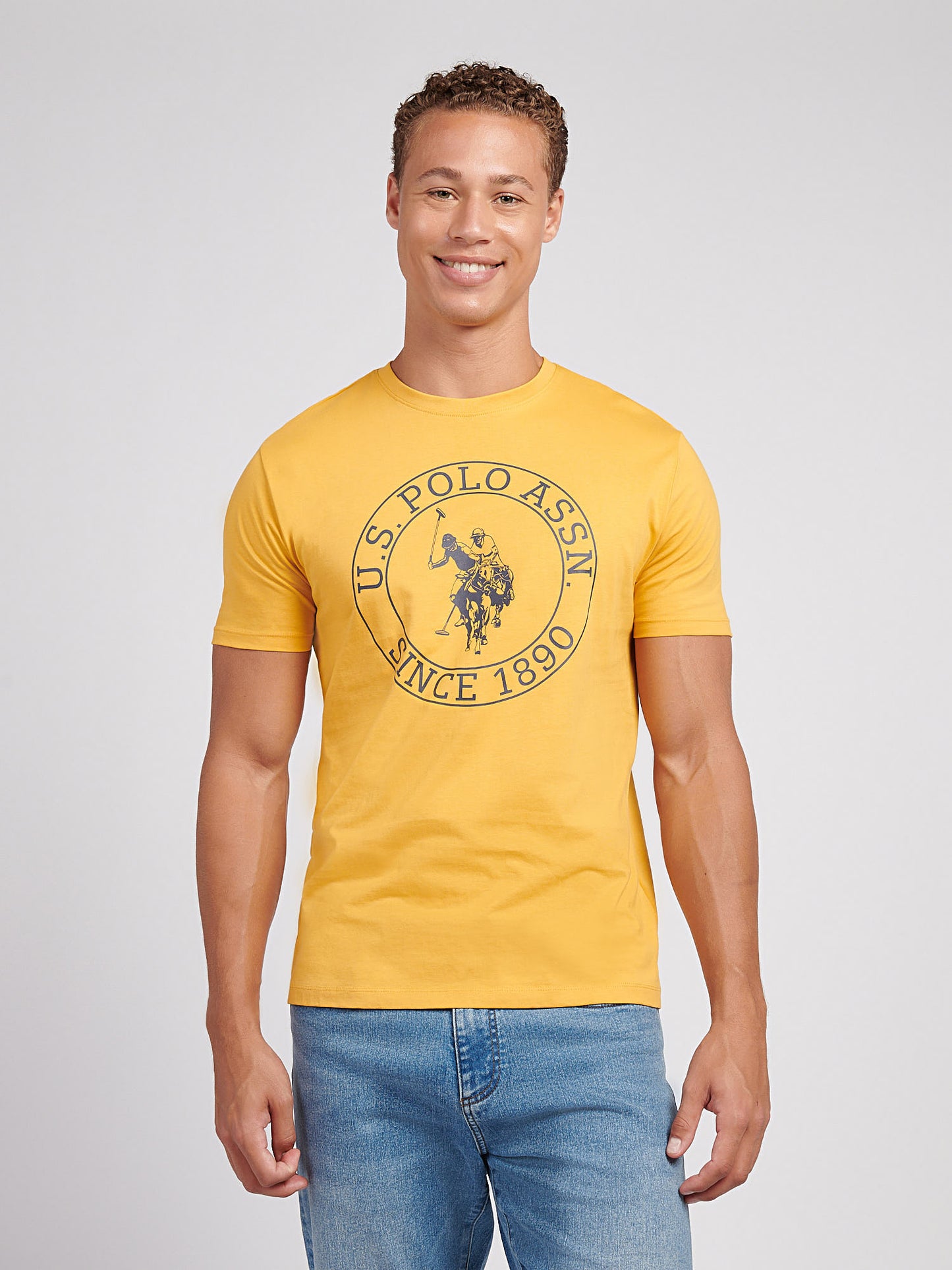 Mens Circle Print T-Shirt in Golden Apricot