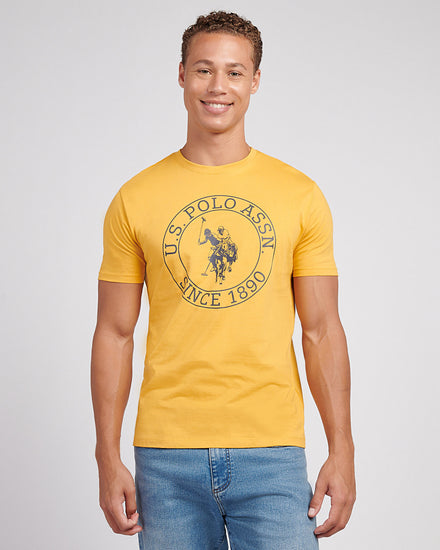 Mens Circle Print T-Shirt in Golden Apricot