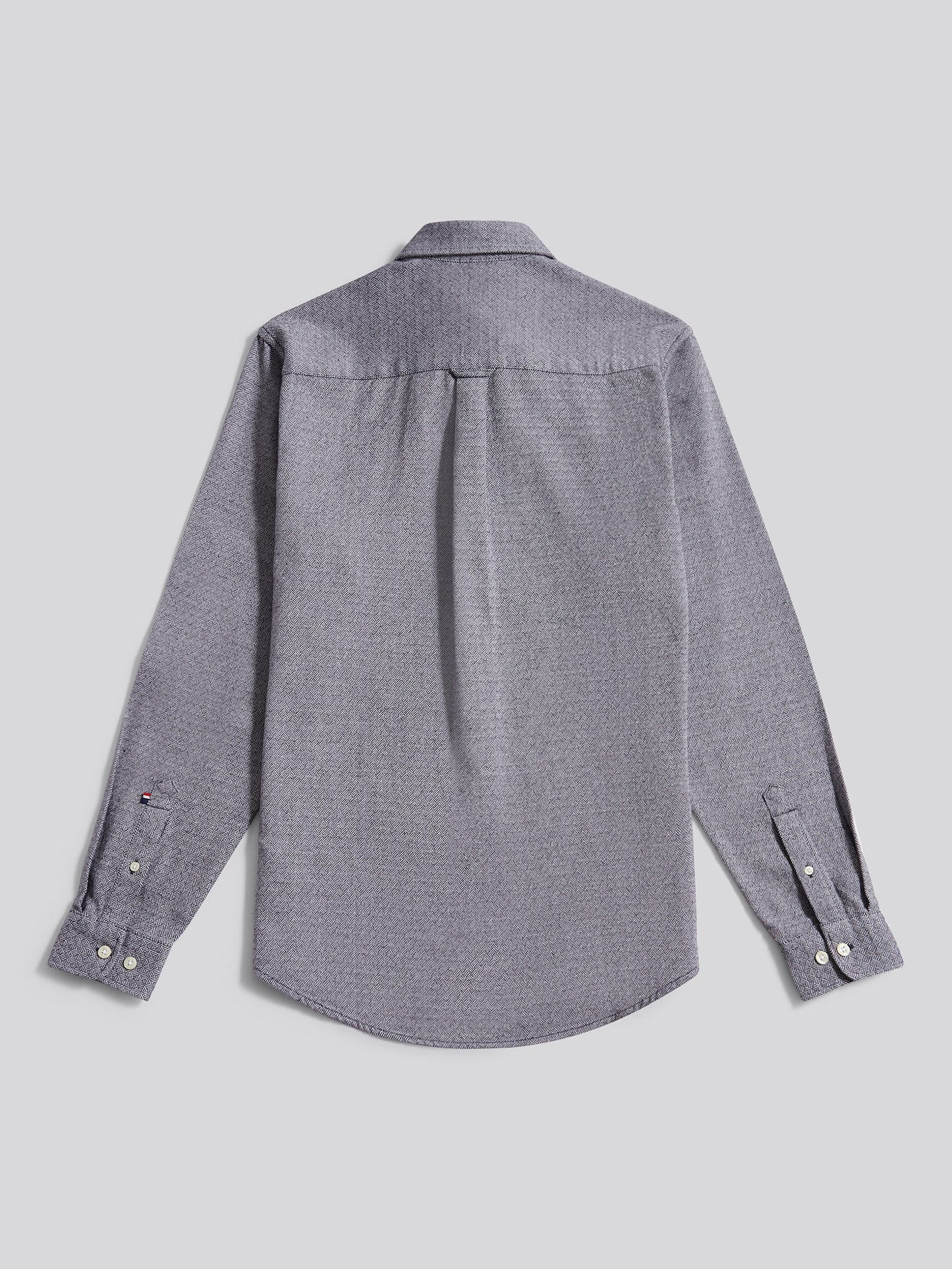 Mens Herringbone Crosshatch Textured Shirt in Dark Sapphire Navy