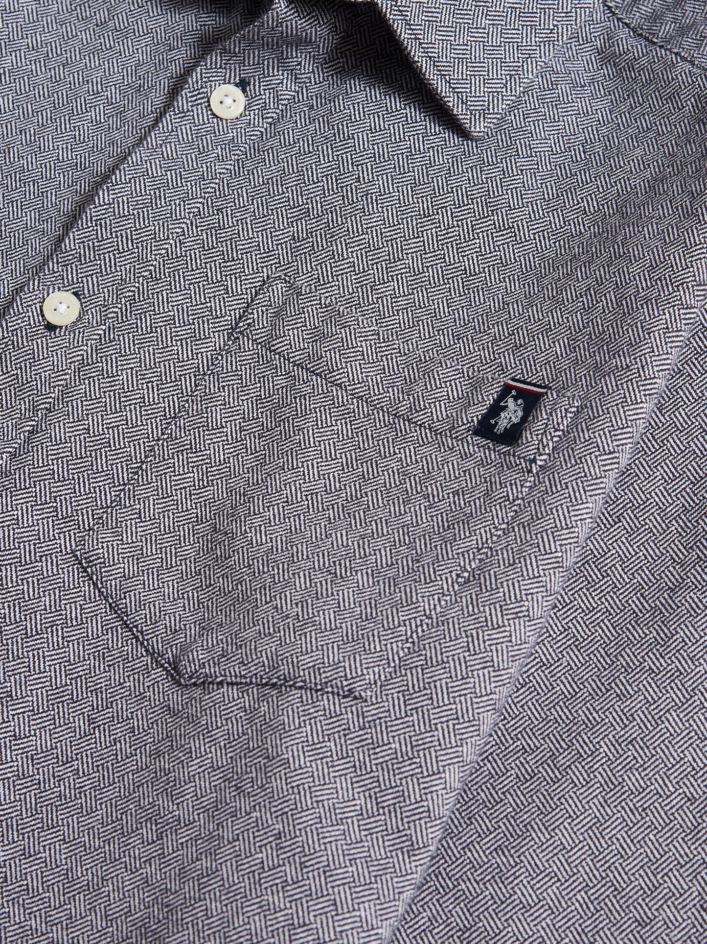 Mens Herringbone Crosshatch Textured Shirt in Dark Sapphire Navy