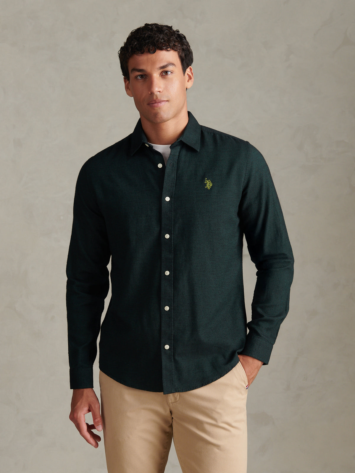 Mens Brushed Dobby Shirt Green Gables
