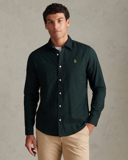 Mens Brushed Dobby Shirt Green Gables