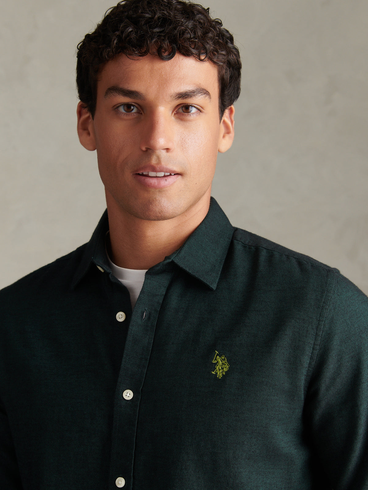 Mens Brushed Dobby Shirt Green Gables