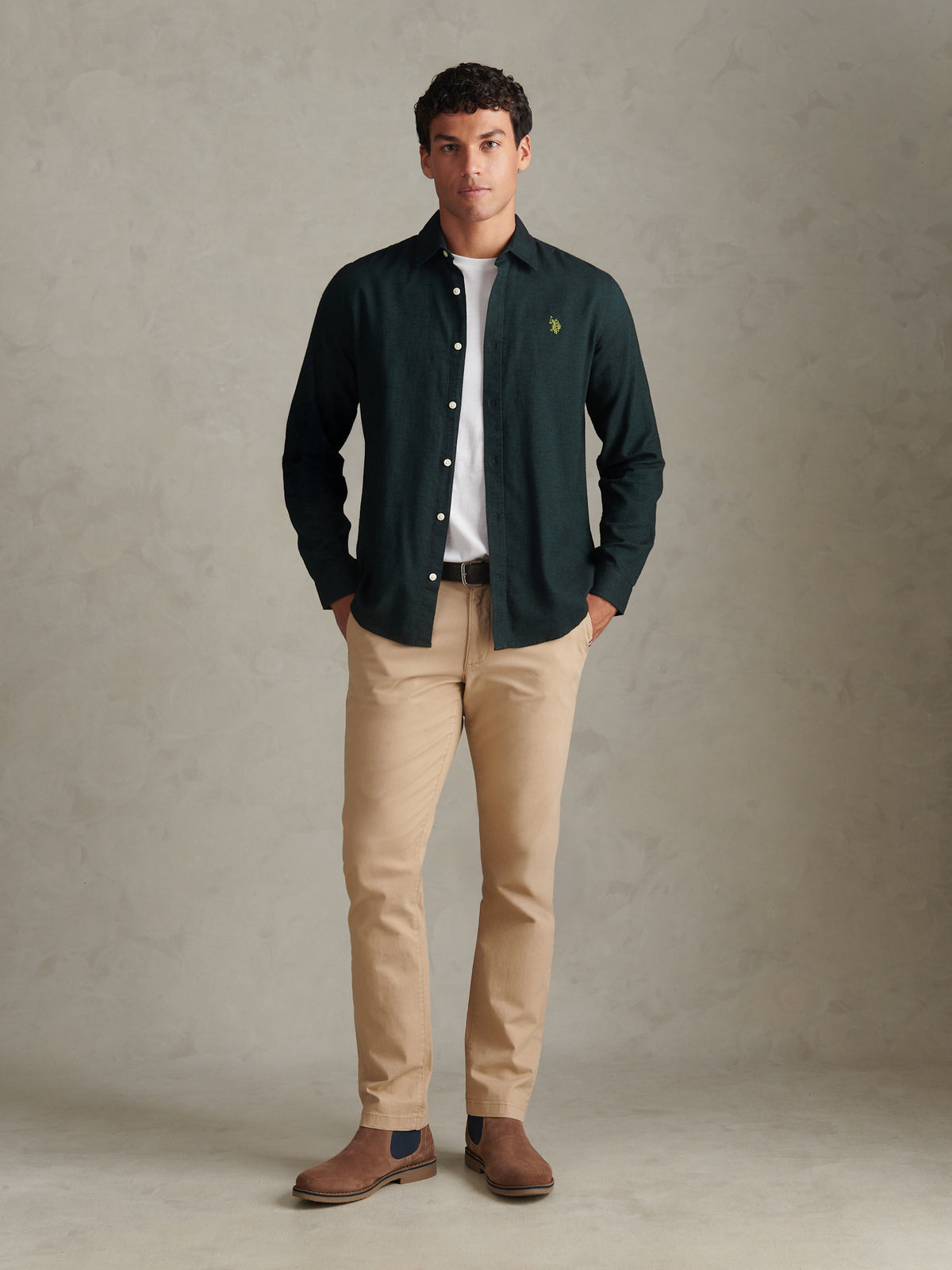 Mens Brushed Dobby Shirt Green Gables