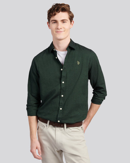 Mens Brushed Dobby Shirt in Pineneedle