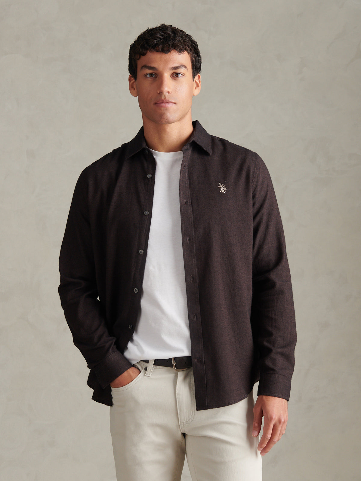 Mens Brushed Dobby Shirt Bracken