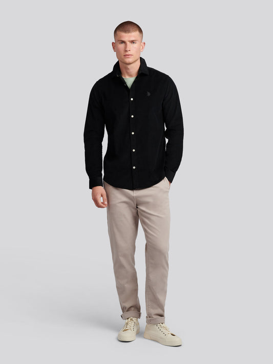 Mens Textured Corduroy Shirt in Black