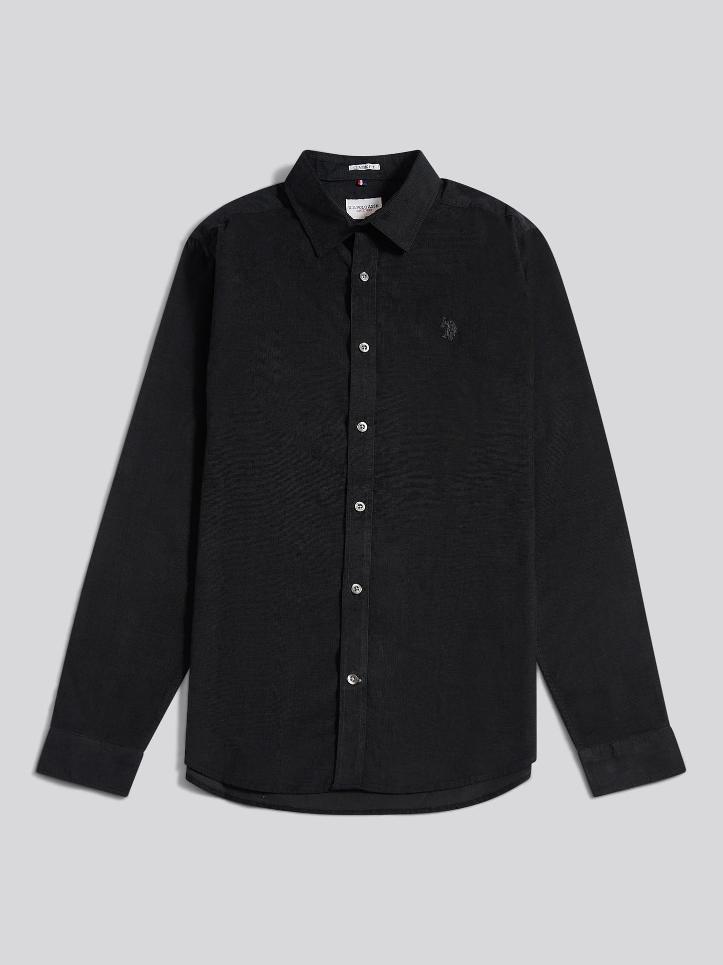 Mens Textured Corduroy Shirt in Black