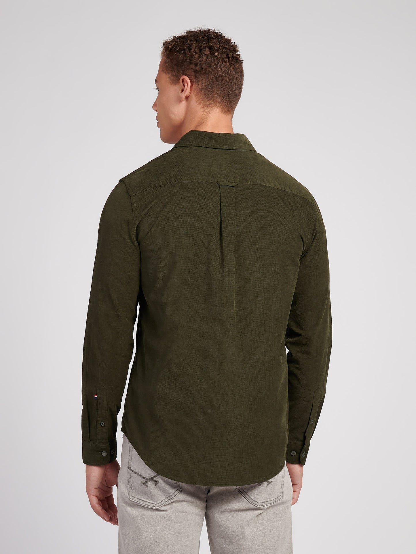 Mens Textured Corduroy Shirt in Forest Night