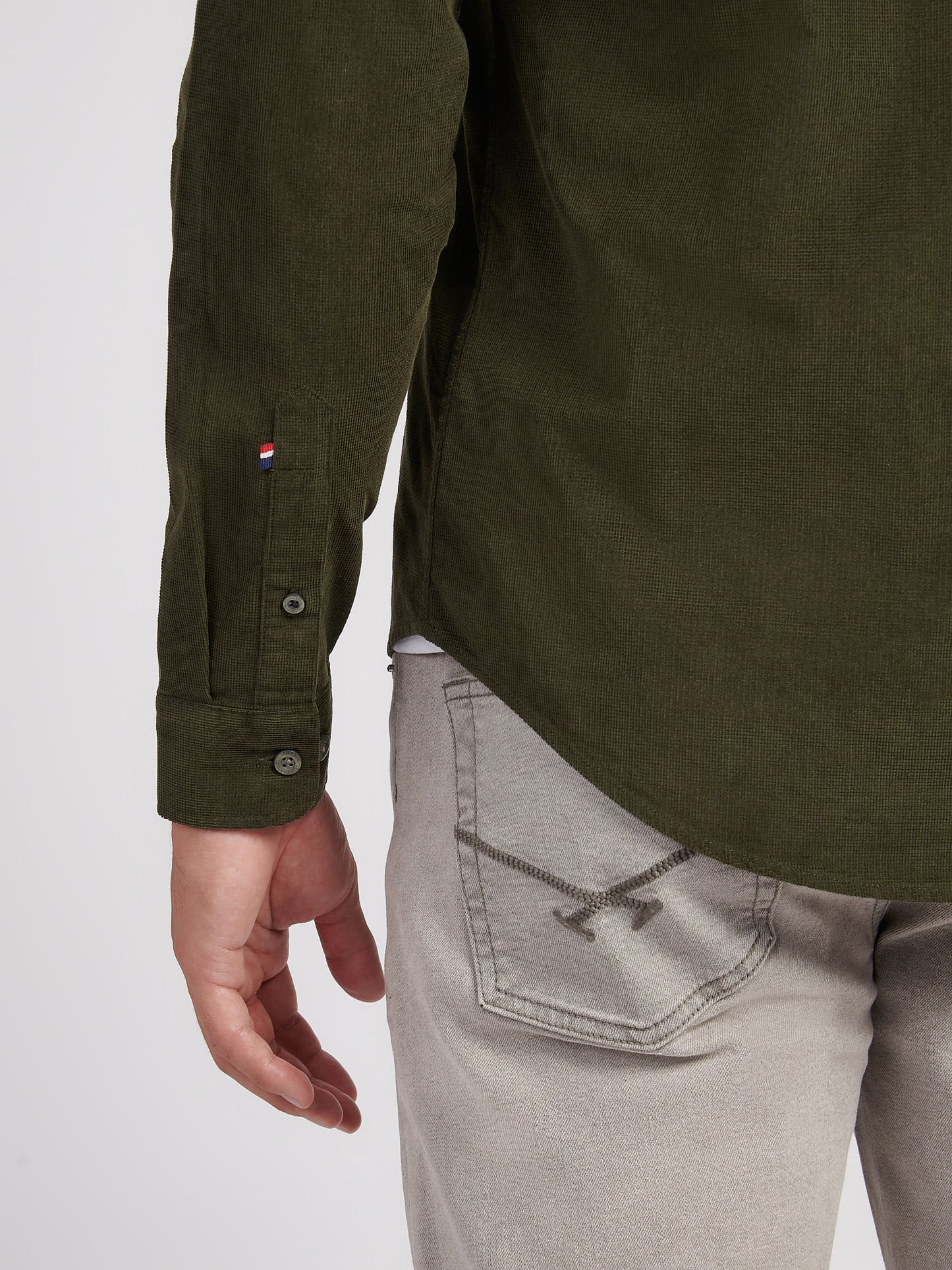 Mens Textured Corduroy Shirt in Forest Night