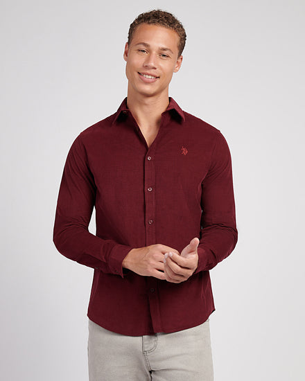 Mens Textured Corduroy Shirt in Windsor Wine