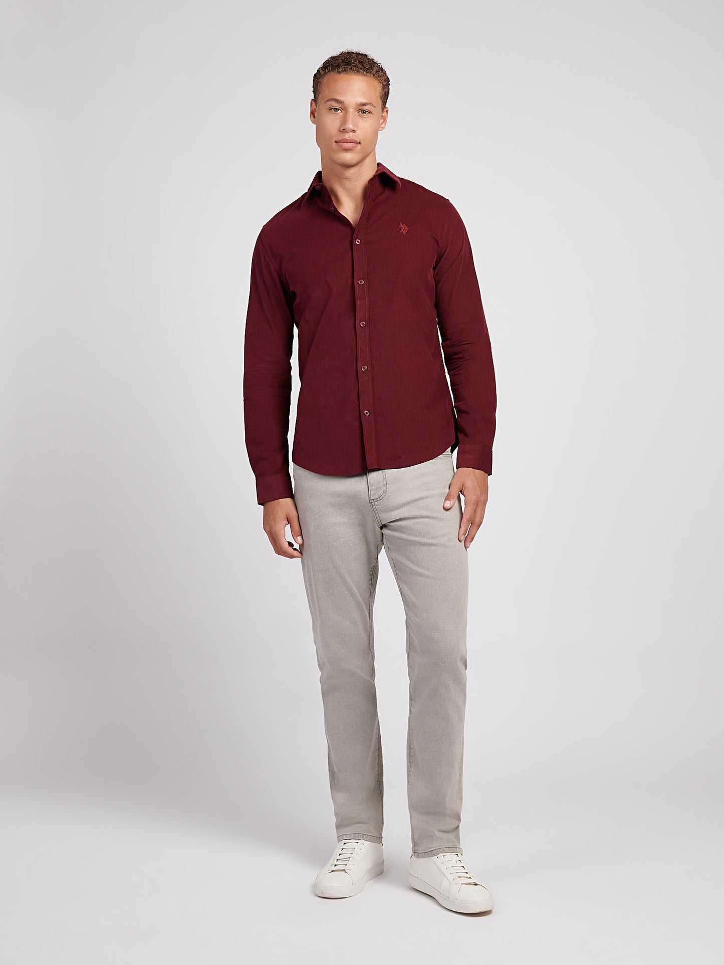 Mens Textured Corduroy Shirt in Windsor Wine