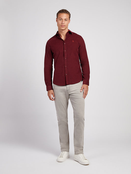 Mens Textured Corduroy Shirt in Windsor Wine