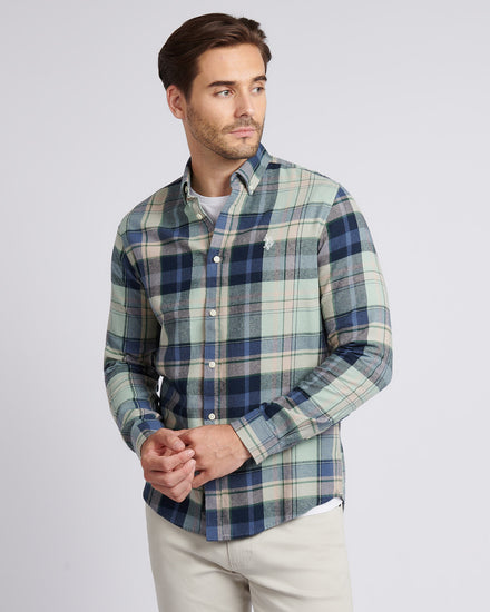 Mens Checked Buttondown Shirt in Vintage Indigo