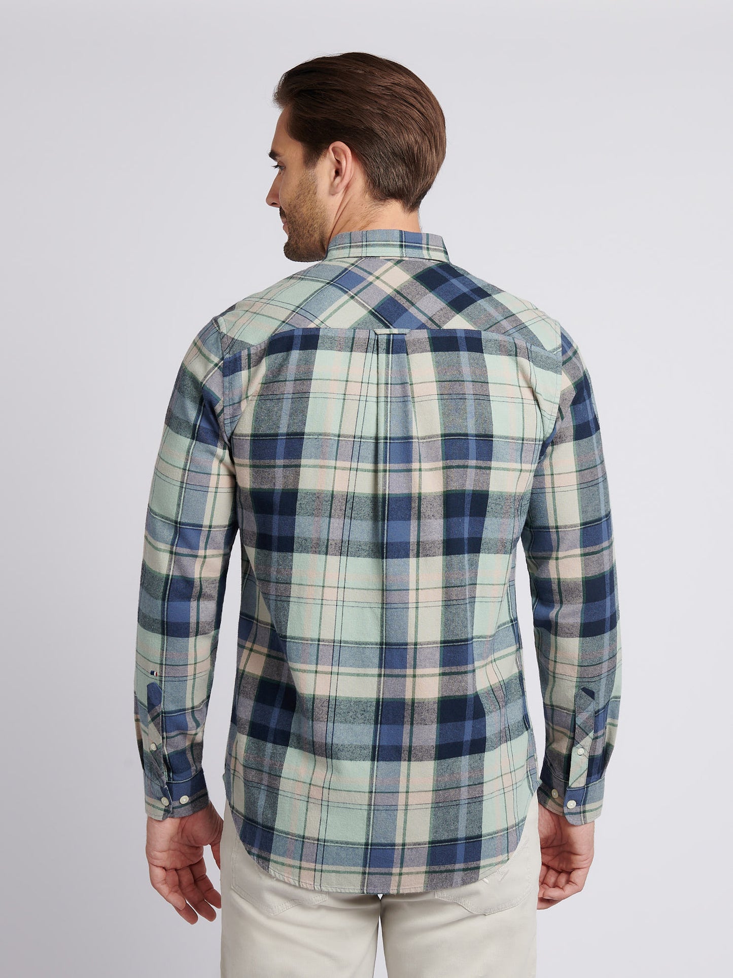 Mens Checked Buttondown Shirt in Vintage Indigo