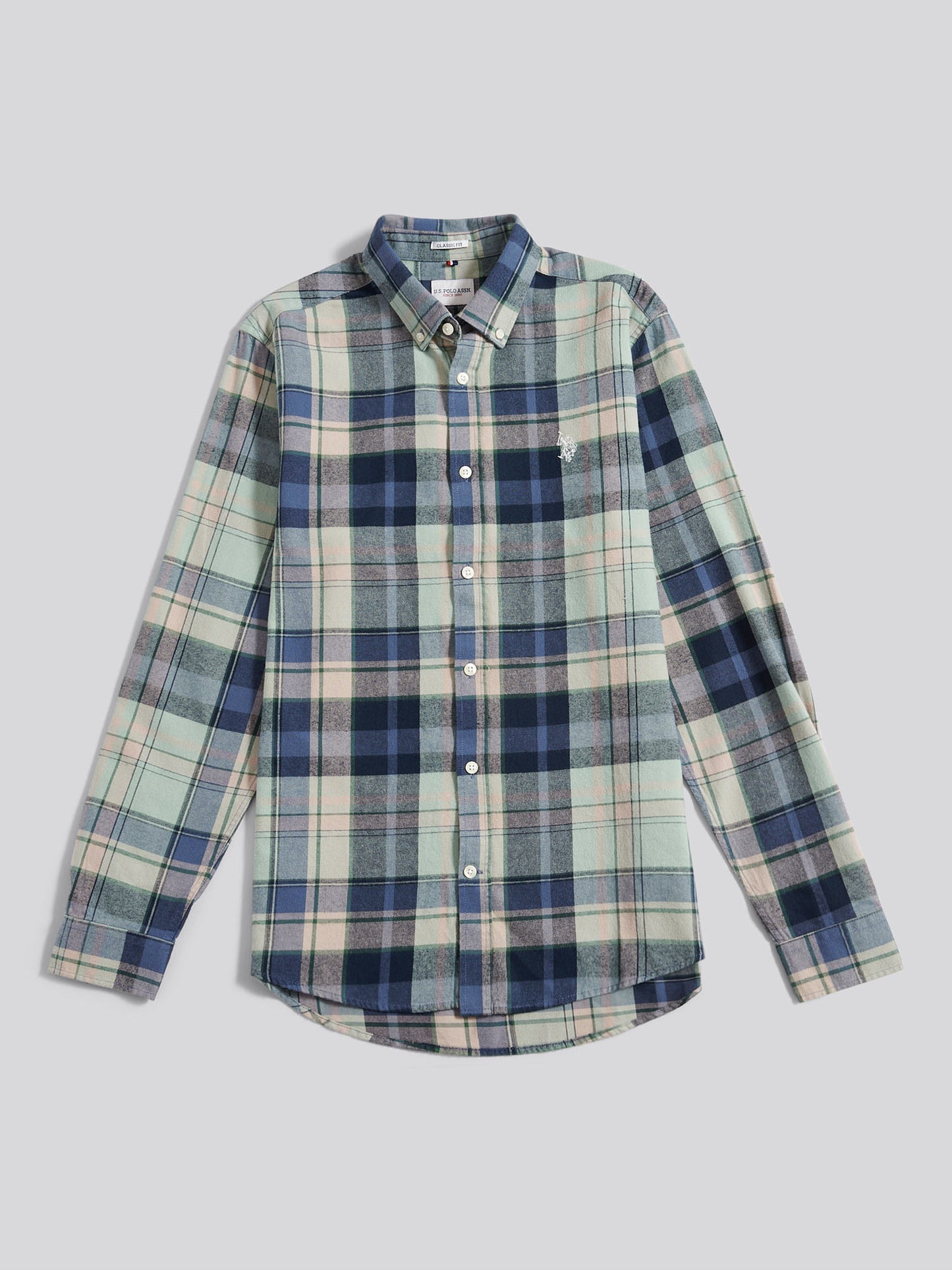 Mens Checked Buttondown Shirt in Vintage Indigo