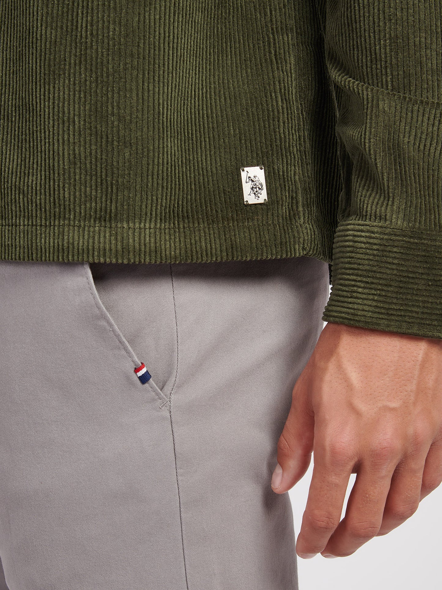 U.S. Polo Assn. Mens Textured Cord Overshirt Forest Night