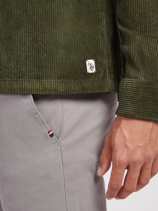 U.S. Polo Assn. Mens Textured Cord Overshirt Forest Night