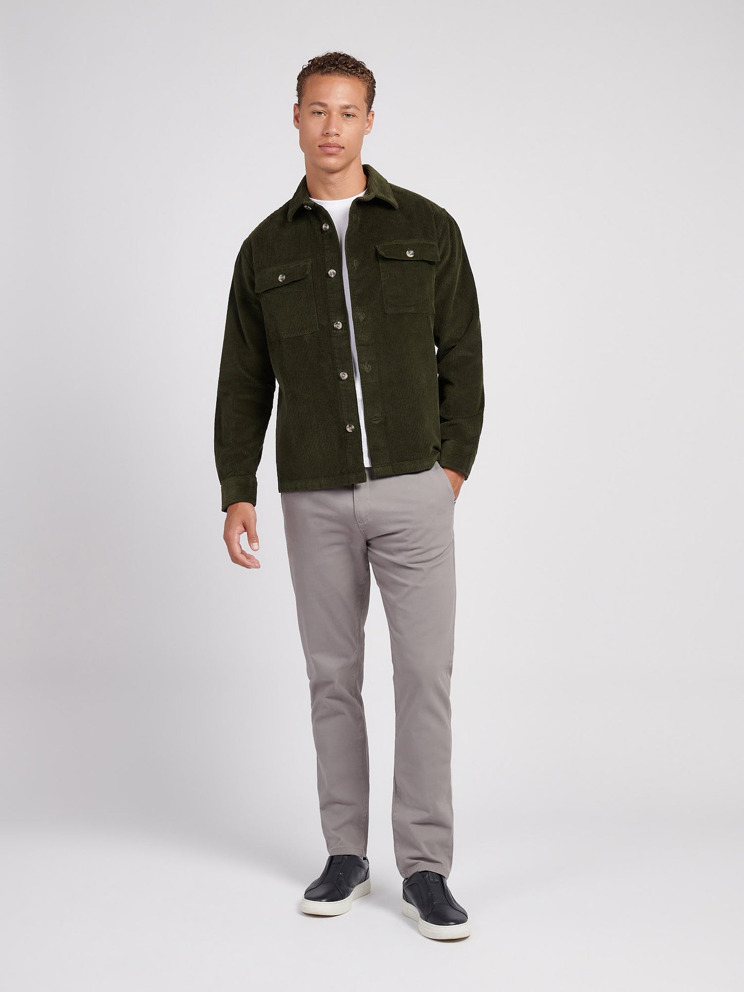 U.S. Polo Assn. Mens Textured Cord Overshirt Forest Night