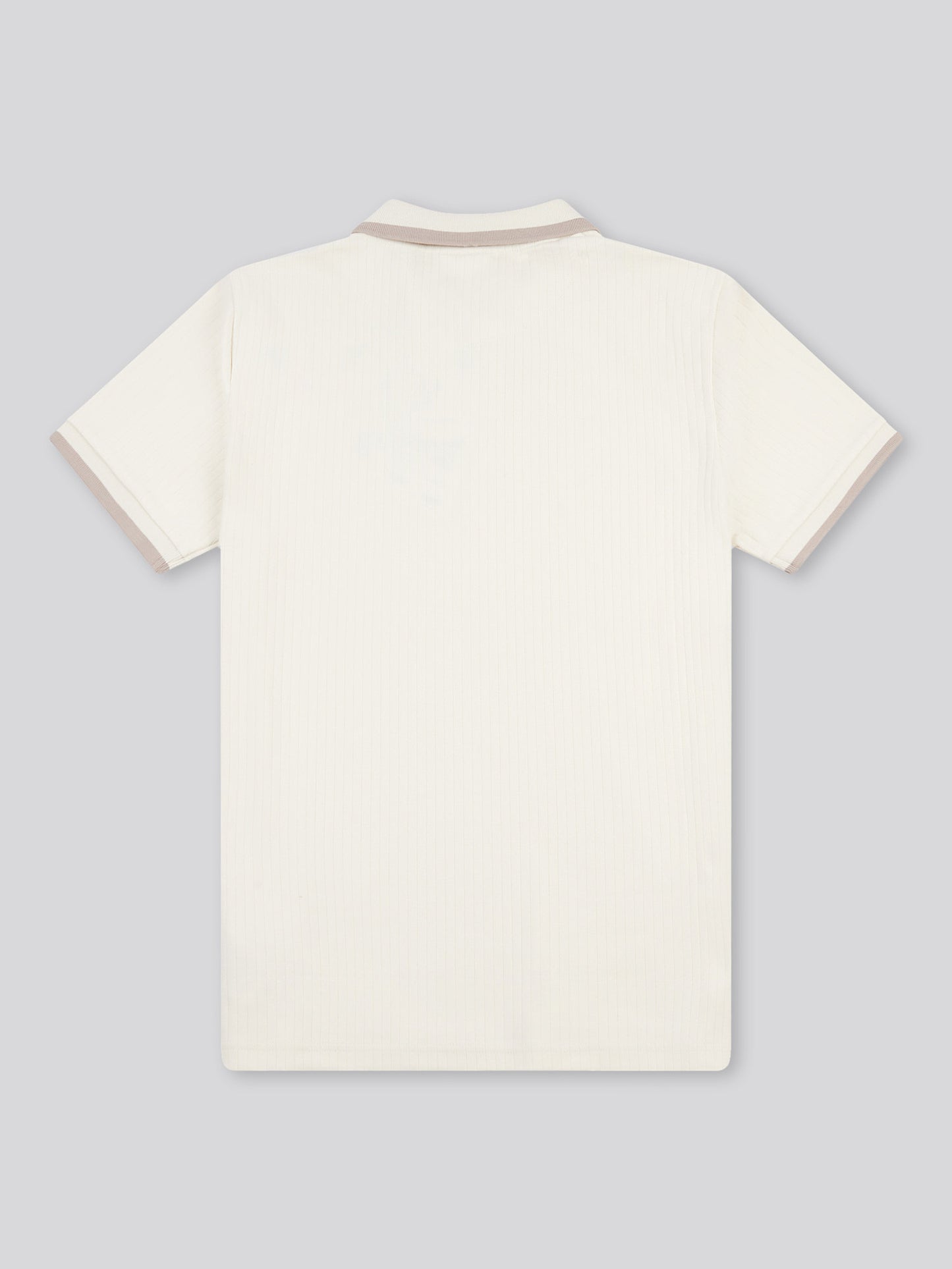 Mens Rib Texture Polo Shirt in Whisper White