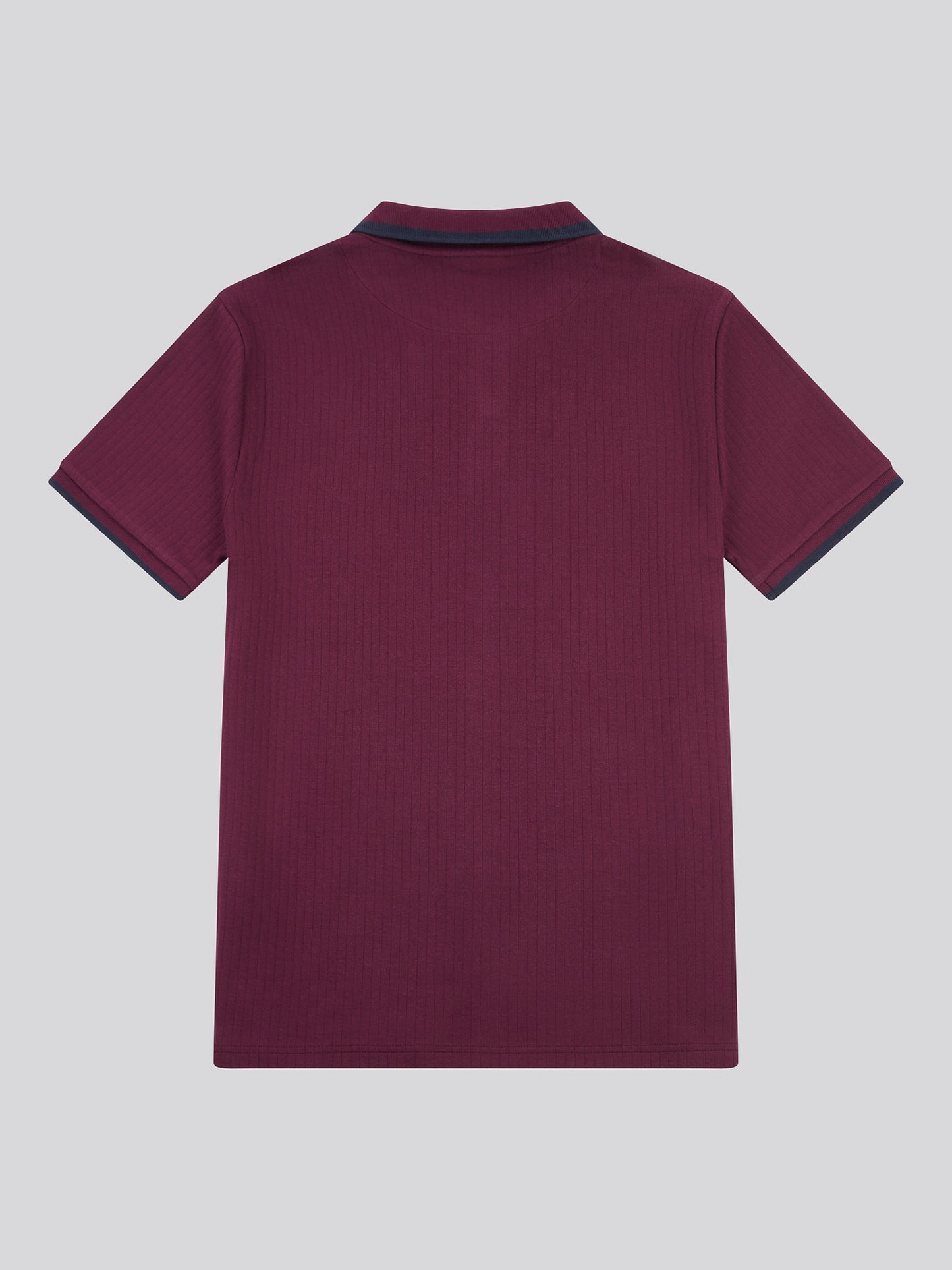 Mens Rib Texture Polo Shirt in Grape Wine