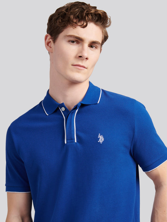 Mens Piped Polo Shirt in Sodalite Blue