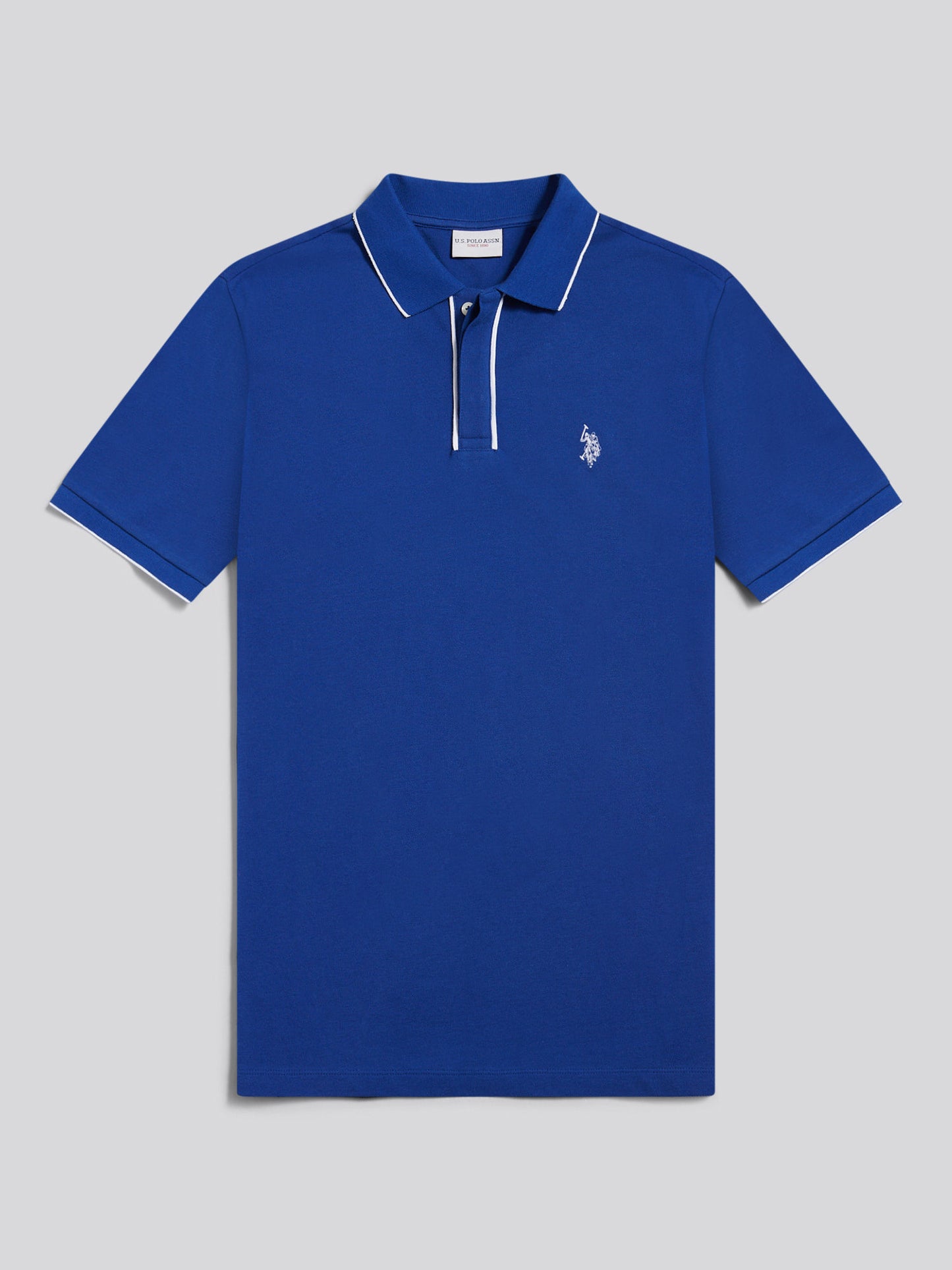 Mens Piped Polo Shirt in Sodalite Blue