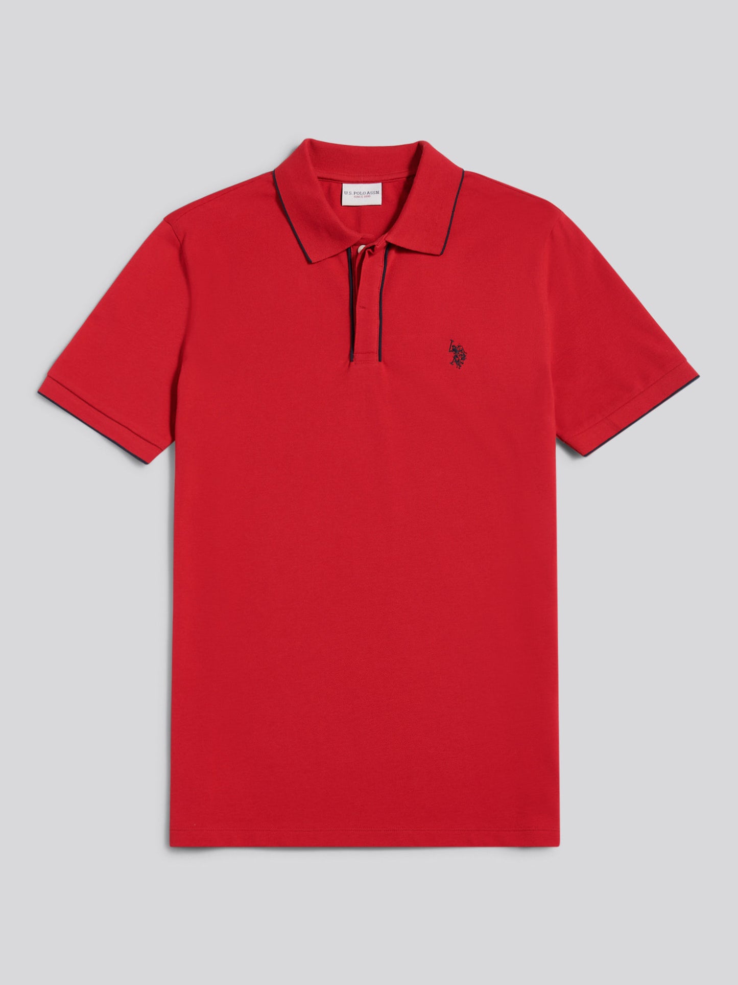 Mens Piped Polo Shirt in Haute Red