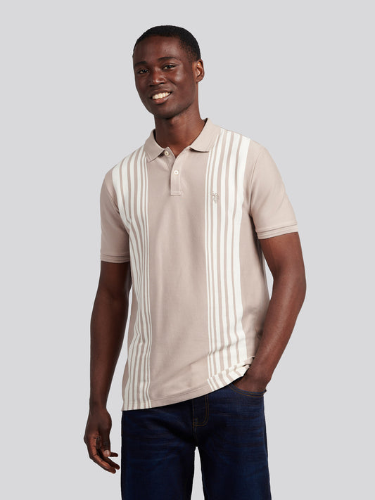 Mens Vertical Stripe Polo Shirt in Atmosphere