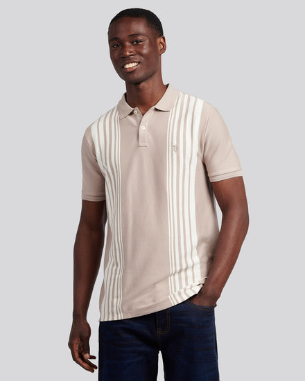 Mens Vertical Stripe Polo Shirt in Atmosphere