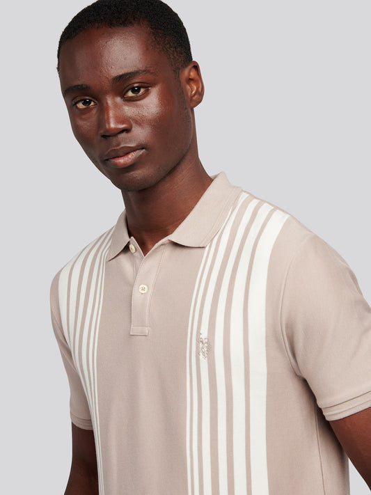 Mens Vertical Stripe Polo Shirt in Atmosphere