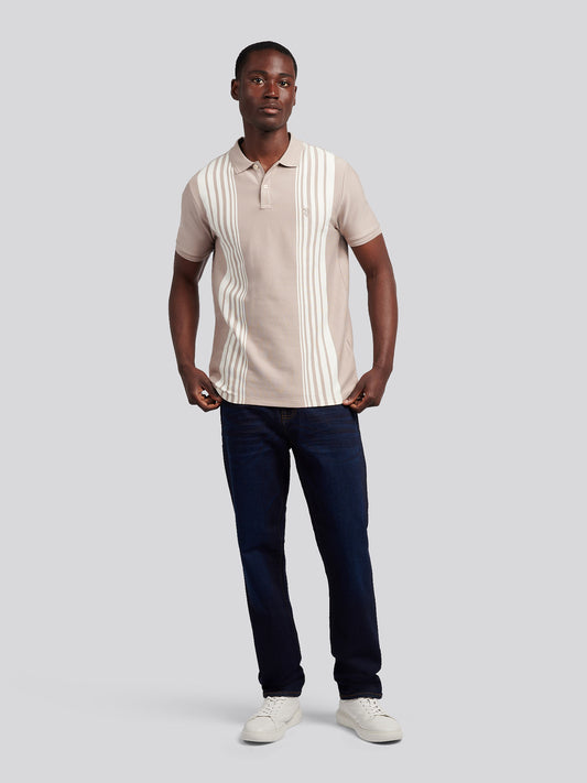 Mens Vertical Stripe Polo Shirt in Atmosphere