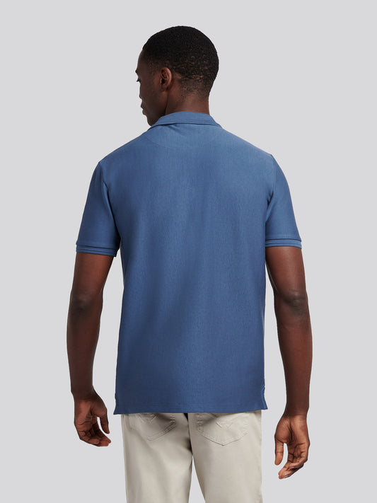 Mens Vertical Stripe Polo Shirt in Vintage Indigo